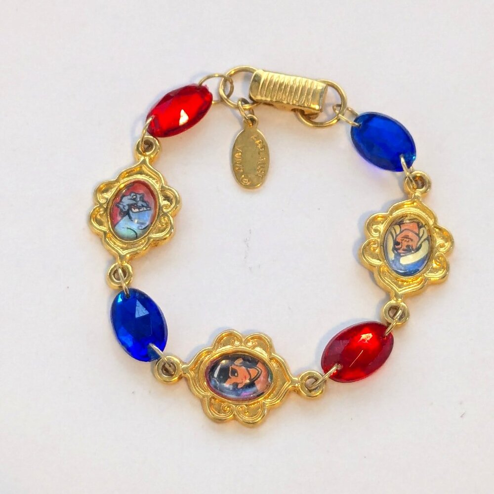 Vintage APPLAUSE DISNEY Aladdin Genie Jasmine Gold Tone Child's Bracelet